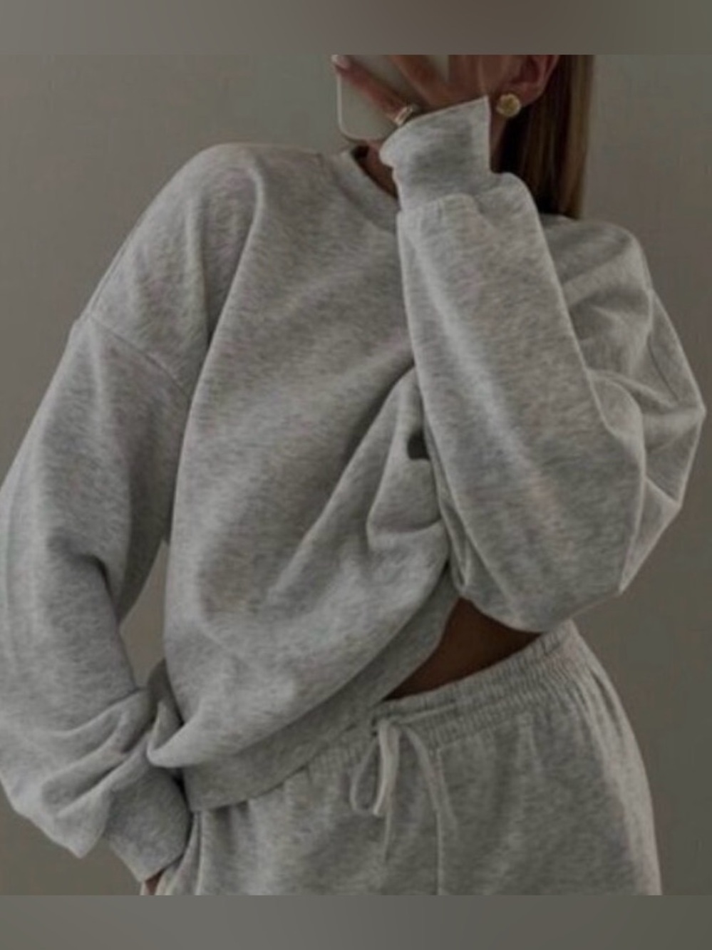 RARE SKIMS Cotton Fleece Classic Crew Sweatshirt | Heather Grey | XXS | NWT